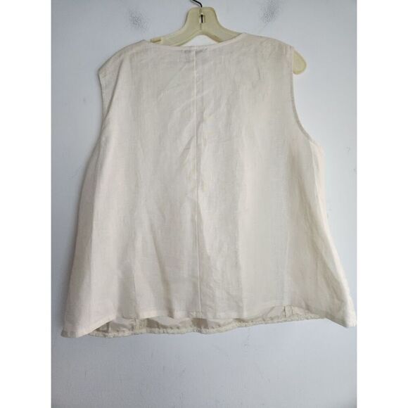 J.Song Collection Women Ivory/Cream 100% Linen Floral Embroidery Blouse size 18 - Picture 5 of 7